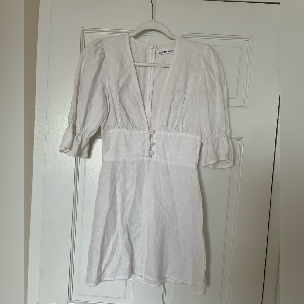 Linen reformation mini dress